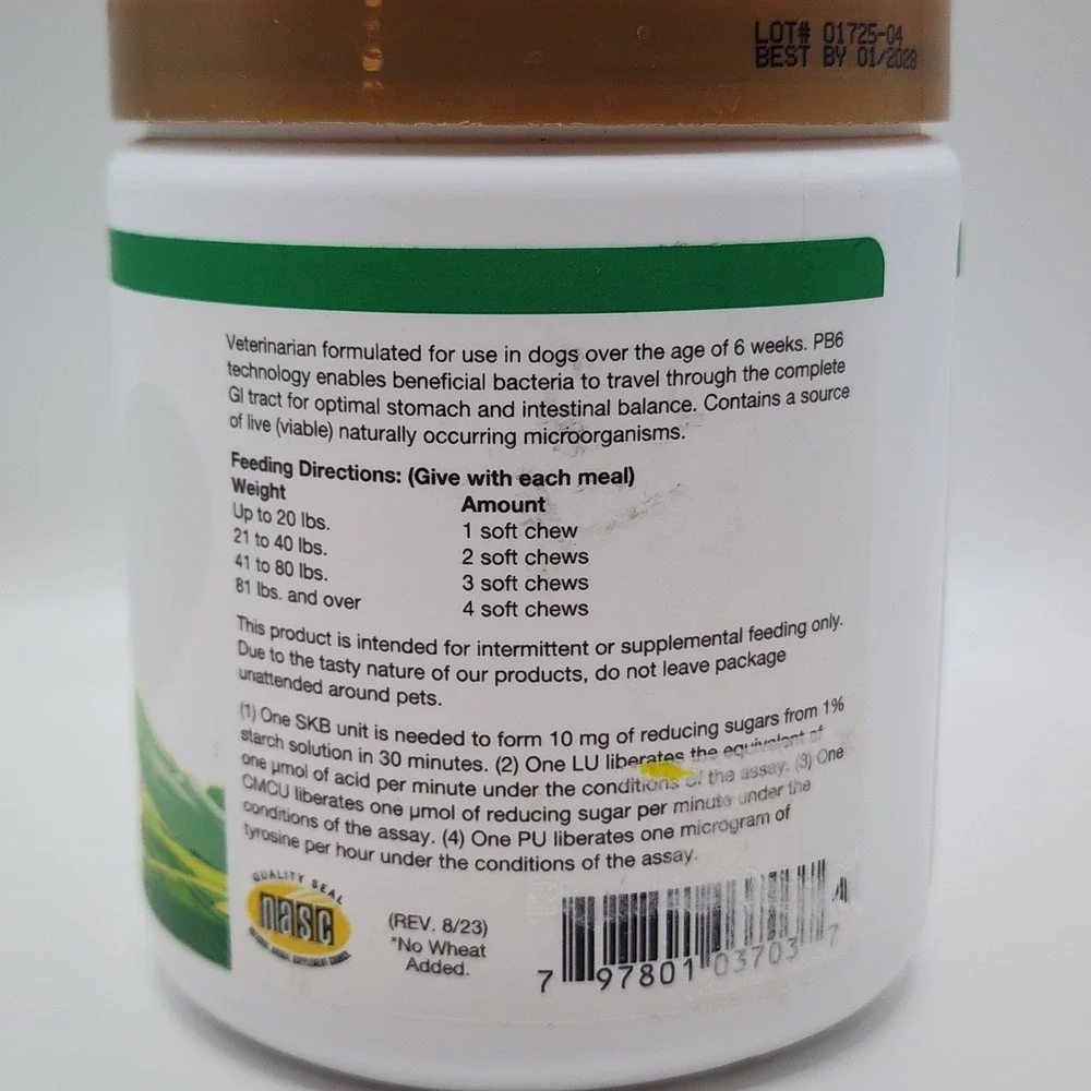 NaturVet Advanced Probiotics & Enzymes PB6 Soft Chews 120 Count Dog Digestive...